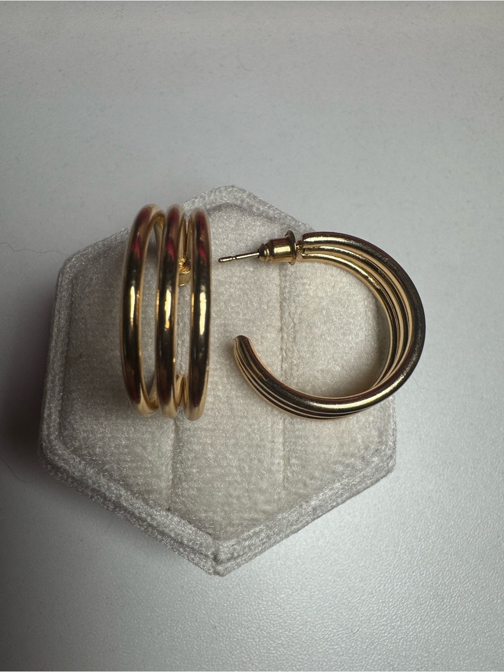 Gold Plated Triple-Row Hoop Earrings - Women Jewelry